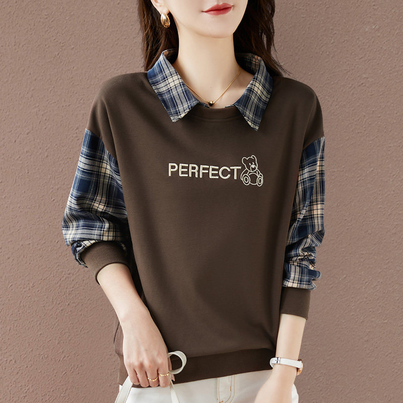 翻领假两件卫衣女春秋款2025年新款秋季中年爆款高端上衣正肩外套,女装/女士精品,卫衣/绒衫,淘宝优惠券,粉丝福利购,淘宝优惠卷