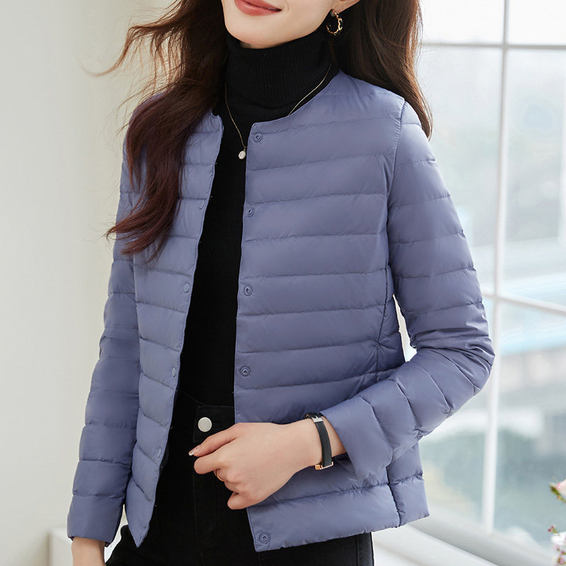 无领轻薄羽绒棉服女冬2025新款时尚洋气女装鸭绒内胆保暖上衣外套