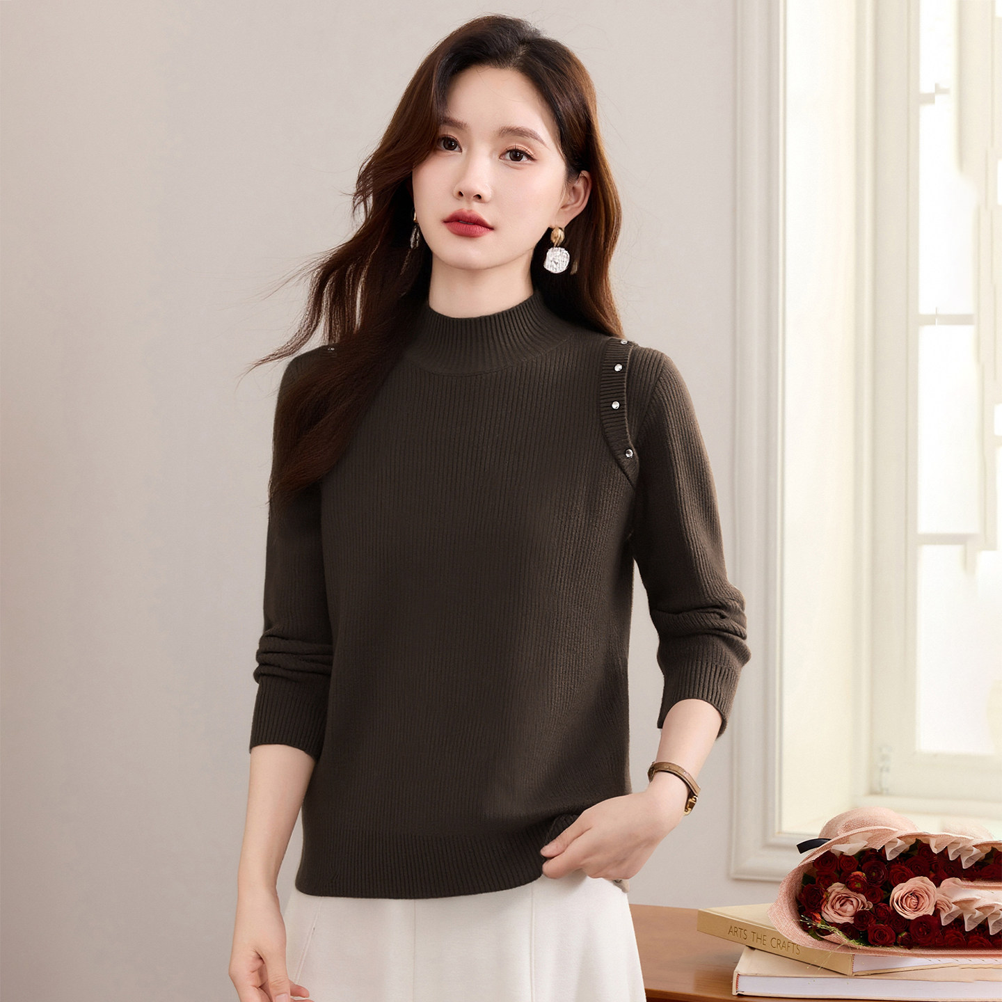 半高领毛衣女针织衫2025新款秋冬季爆款女装设计感洋气打底衫上衣