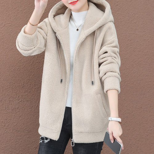 羊羔绒卫衣女开衫外套加绒加厚