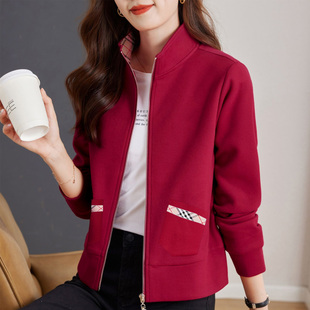 立领拉链开衫卫衣外套女春秋2025年新款秋季爆款时尚洋气正肩上衣