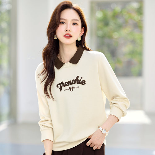 翻领正肩卫衣女春秋时尚显瘦减龄