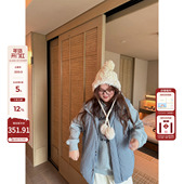 老章和小胖PONGKIKI冬日小马蓝格立领羽绒马甲女大码 羽绒坎肩背心