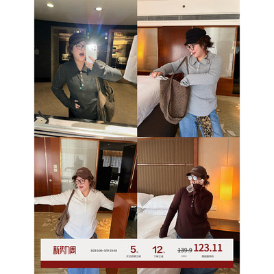 老章和小胖PONGKIKI翻领法式polo王牌打底复古高智感设计感长袖T