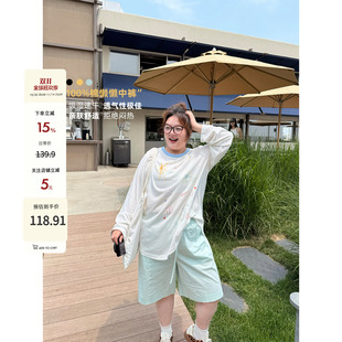 女 子小个子胖mm显瘦休闲裤 老章和小胖PONGKIKI懒懒中裤 慵懒风裤