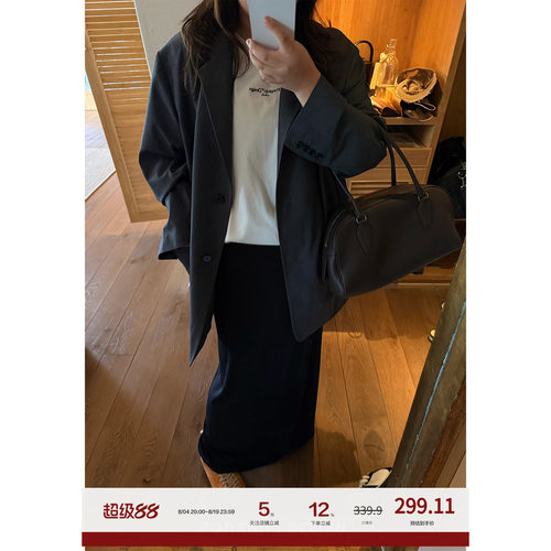 老章和小胖PONGKIKI大码女极简松弛廓形西装胖mm通勤高级设计外套