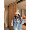 老章和小胖PONGKIKI冬日小马蓝格立领羽绒马甲女大码 羽绒坎肩背心