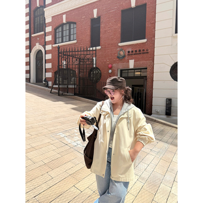 老章和小胖PONGKIK假两件懒人风衣秋季新款大气英伦风短款上衣