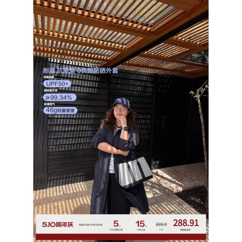 老章和小胖PONGKIKI大码女ROW系长款原纱防晒外套防紫外线防晒服