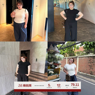 老章和小胖PONGKIKIsk*ms修身运动T恤女大码正肩体恤百搭上衣夏