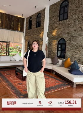 老章和小胖PONGKIKI辣妹弯刀工装长裤女大码百搭显瘦全棉休闲裤夏