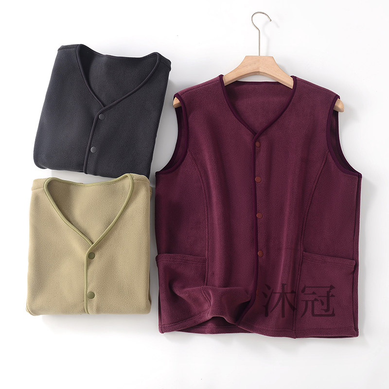 奥粒绒马甲男士秋冬新款中老年爸爸加绒加厚防寒保暖背心内穿坎肩