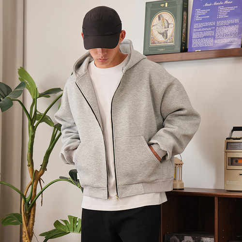 美式Boxy重磅500G拉链卫衣外套