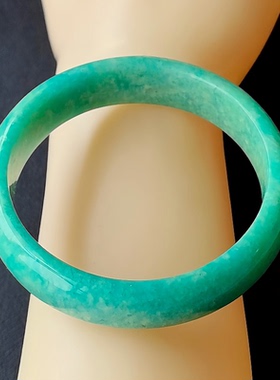 天然水晶手镯天河石手镯老矿天河石镯子内径56条宽14MM生日礼物女