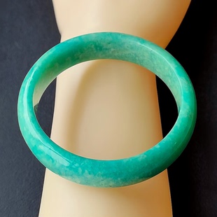 天然水晶手镯天河石手镯老矿天河石镯子内径56条宽14MM生日礼物女