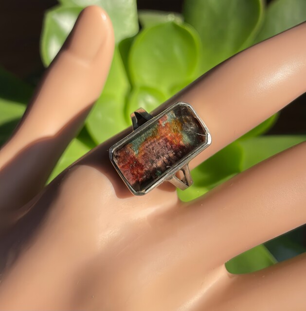 天然水晶戒指巴西绿幽灵彩幽灵戒指戒面无杂无棉手工银包生日礼物