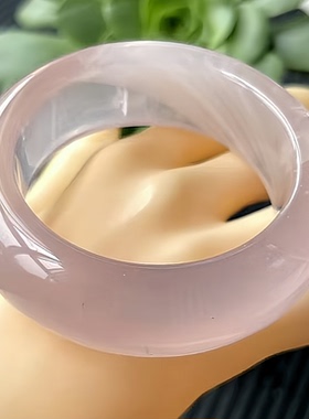 天然水晶手镯粉水晶手镯马粉手镯粉晶加宽镯子内径59条宽24MM礼物