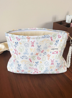 2026新款棉布化妆包女大容量旅行便携式收纳包拉链内胆化妆刷小包