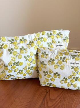 ins小清新碎花化妆品女包双层收纳包内胆包随身简约便携式大容量