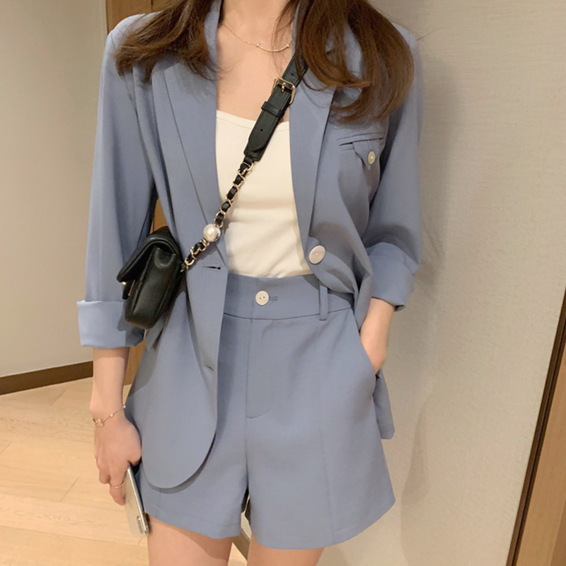 Autumn new elegant light mature Yu Jie's loose professional temperament medium and long Hong Kong style two piece suit