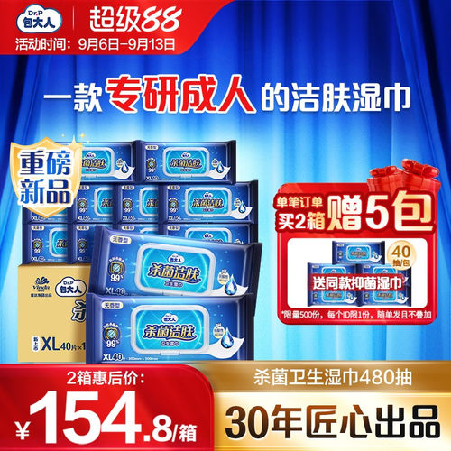 包大人杀菌洁肤卫生湿巾XL箱装