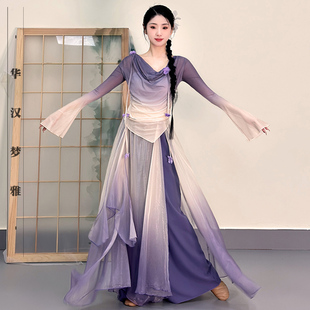 古典舞蹈服渐变身韵纱衣女中国舞民族舞演出服飘逸裙裤 练功服套装
