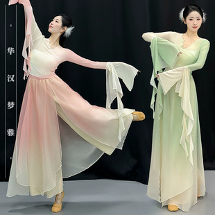 古典舞演出服女飘逸渐变色纱衣舞蹈服中国舞国风舞台表演服装