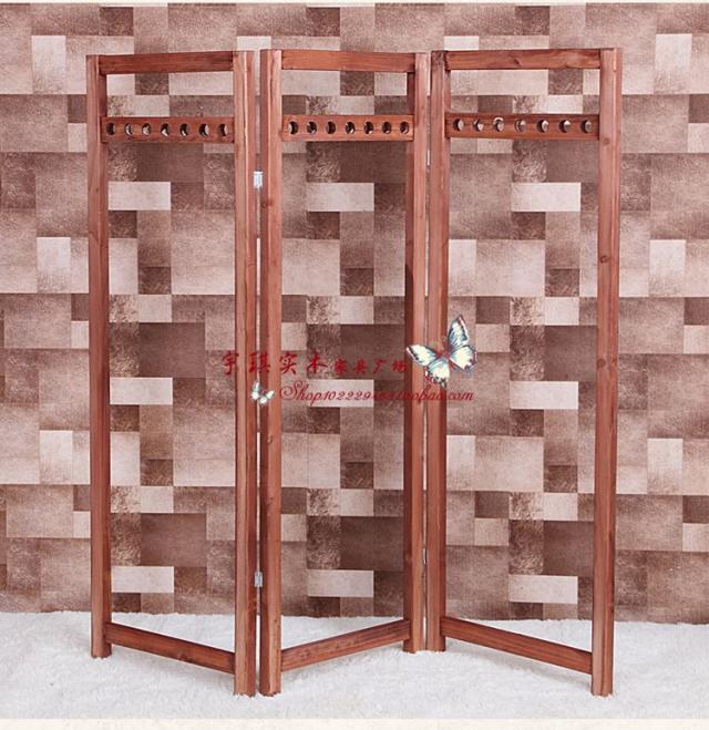 复古屏风服装店隔断落地式展示架实木折叠组合中岛货架新中式橱窗