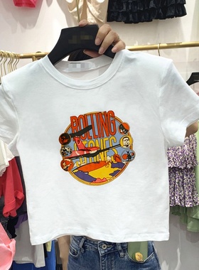 黑色短袖t恤女装ins超火夏季2025新款韩版高腰露脐学生短款上衣潮