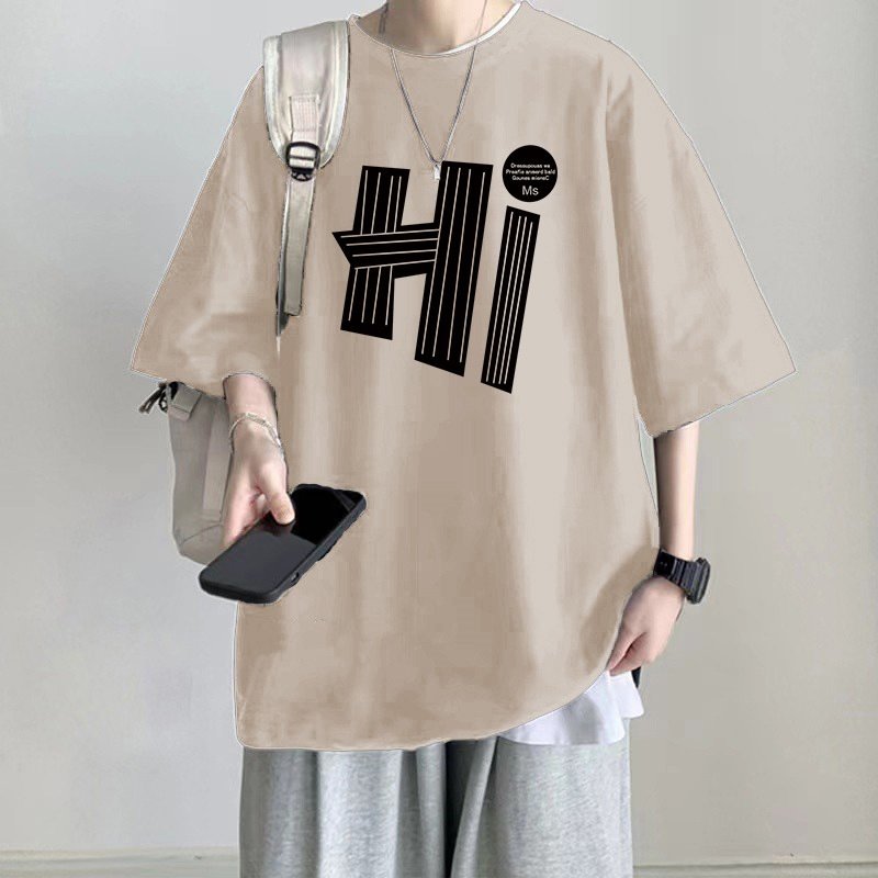 【纯棉】夏季美式ins大码80-300斤男士百搭半袖圆领印花T恤重磅