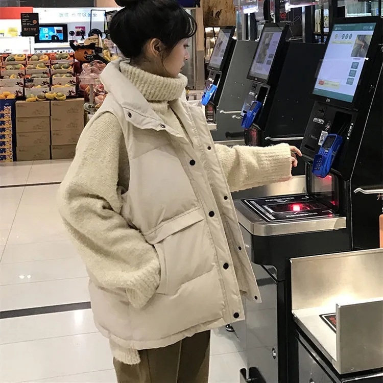 ins风棉马甲女短款韩版加厚马夹秋冬新款时尚棉服背心面包服外套