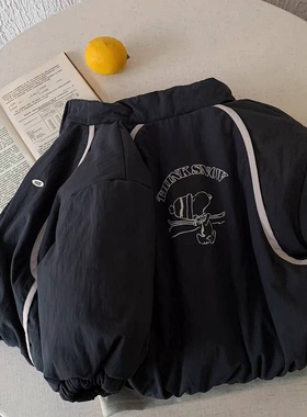 小布熊儿童加绒外套秋冬男童日系卡通保暖夹克宝宝小童棉衣棒球服