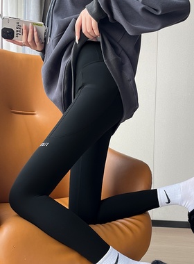 鲨鱼裤女外穿春秋高腰显瘦提臀紧身瘦腿裤秋季薄款瑜伽黑色打底裤