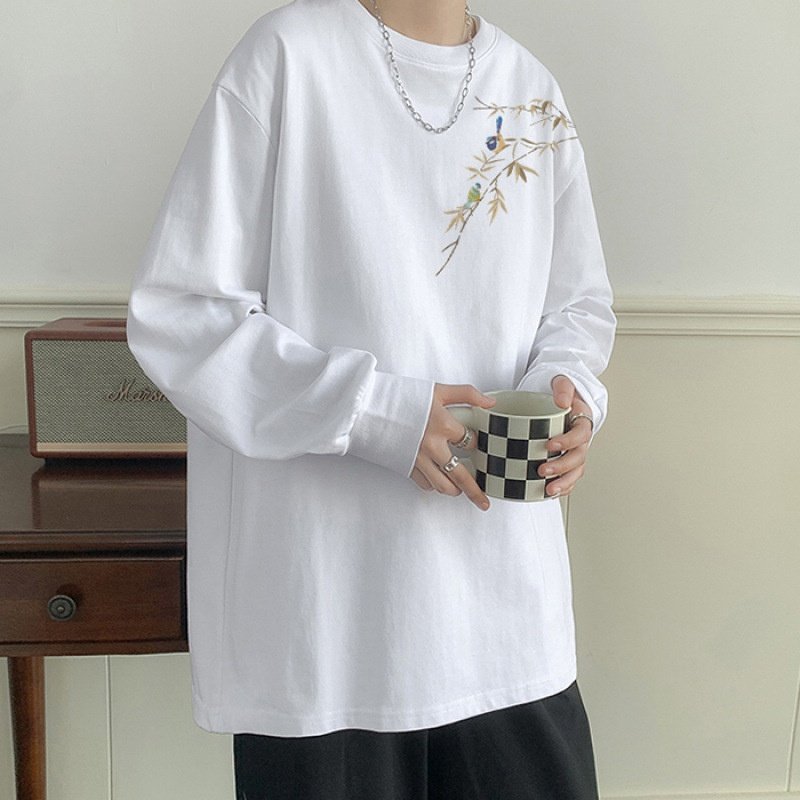 纯棉大码300斤加大加肥学生党国潮青春活力时尚宽松显瘦长袖T恤衫