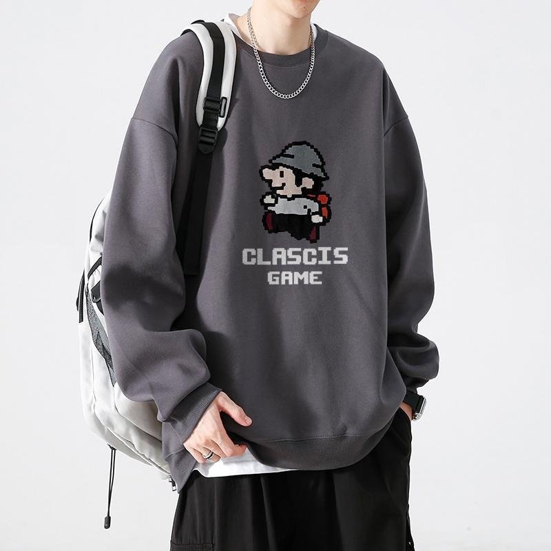 重磅秋冬季大码200-300斤卫衣男ins宽松学生潮流外套圆领套头上衣