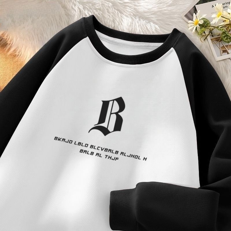 拼接款插肩情侣装卫衣秋冬季新款潮oversize百搭慵懒风高级感外套