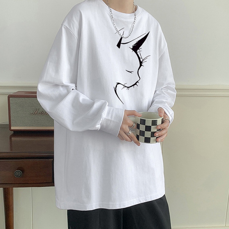 纯棉大码2-300斤别致设计创意春秋新款ins时尚百搭休闲长袖男T恤