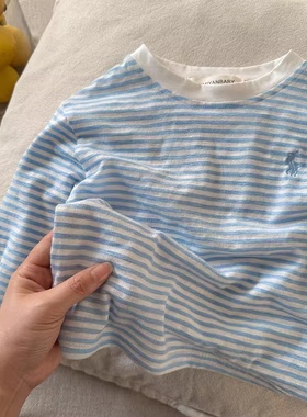 儿童长袖T恤轻薄款2025夏季款男童条纹上衣帅气宝宝空调服透气潮