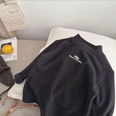 男女童双面德绒半高领长袖T恤秋冬季爆款中大儿童装内搭打底上衣