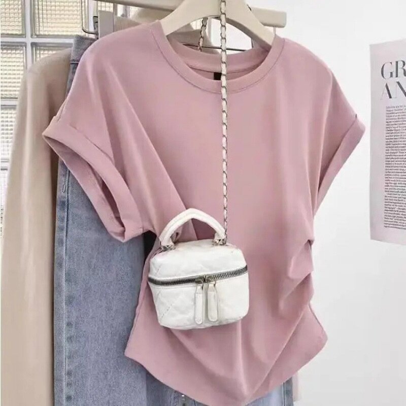 大码女装无袖T恤女夏季设计感小众宽松胖mm2-300斤小飞袖短袖上衣