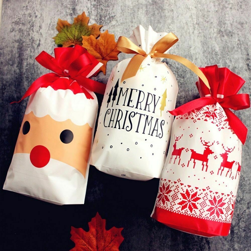 50pcs merry christmas gift bags xmas packing bag candy bag