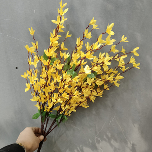 迎春花仿真花束假花摆设客厅装饰黄色跳舞兰餐桌摆花塑料花艺摆件