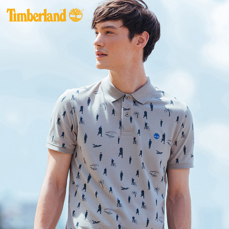 Timberland添柏岚男装19夏装新款修身印花短袖POLO衫|A1XE1