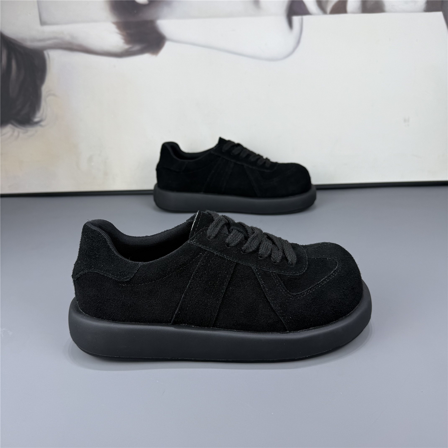 休闲鞋真皮反绒板鞋舒适厚底增高