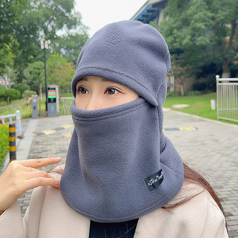 帽子围脖一体骑行帽男女秋冬新款保暖防风防寒套头加绒加厚护耳帽
