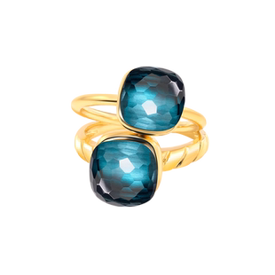 福泰珠宝 伦敦蓝托帕石糖果色戒指女18k金镶嵌戒指显气质可叠戴