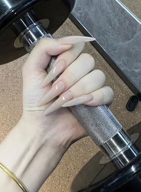 ElsaNailins卡戴珊欧美超长尖白开水显白辣妹美甲拆卸手工穿戴甲