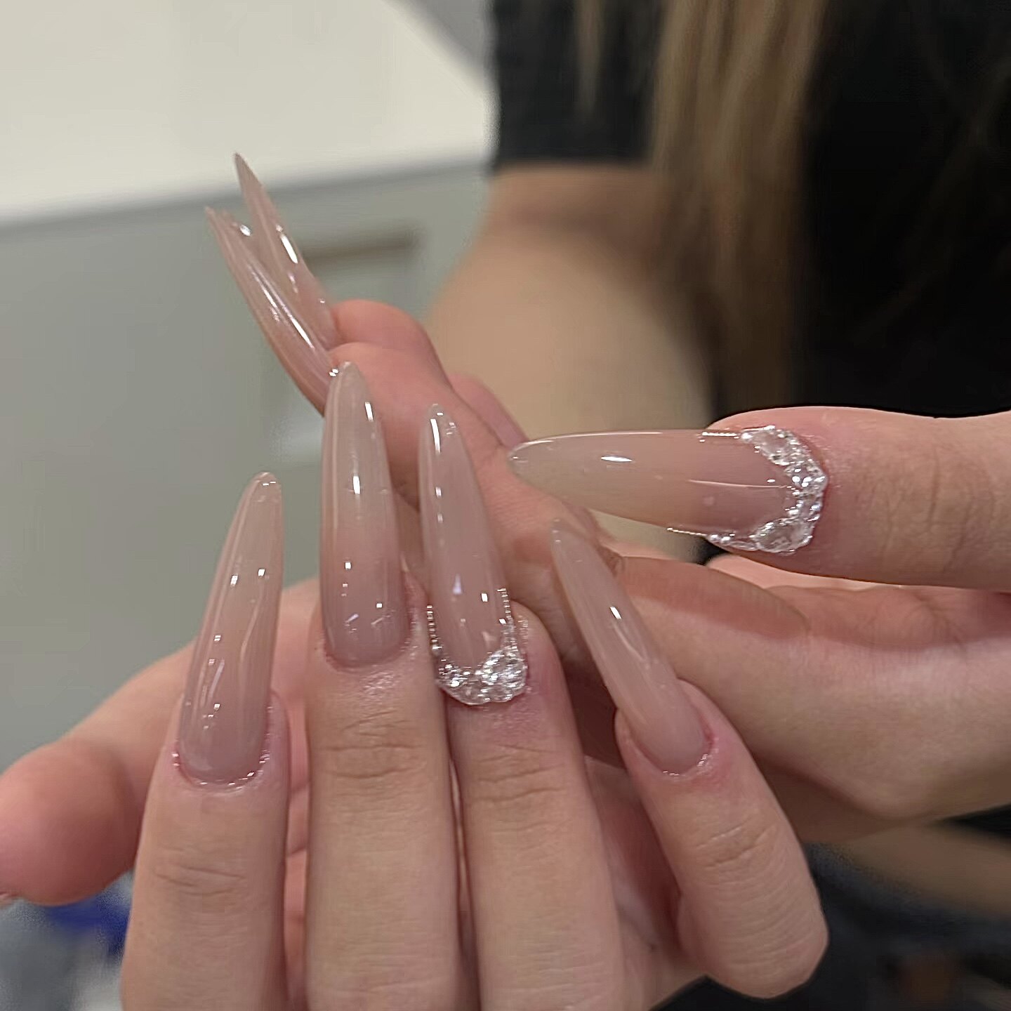 ElsaNail透底精品锆爆闪手工穿戴甲高级感显白美甲成品假指甲贴片