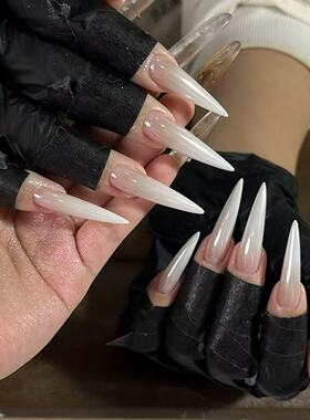 ElsaNail手工穿戴甲高级感显白白月光新娘婚甲美甲定制假指甲贴片