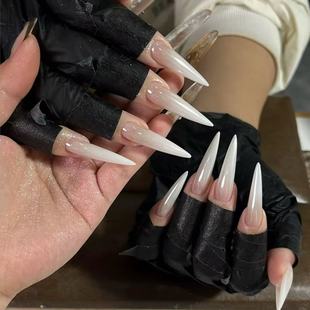 ElsaNail手工穿戴甲高级感显白白月光新娘婚甲美甲定制假指甲贴片